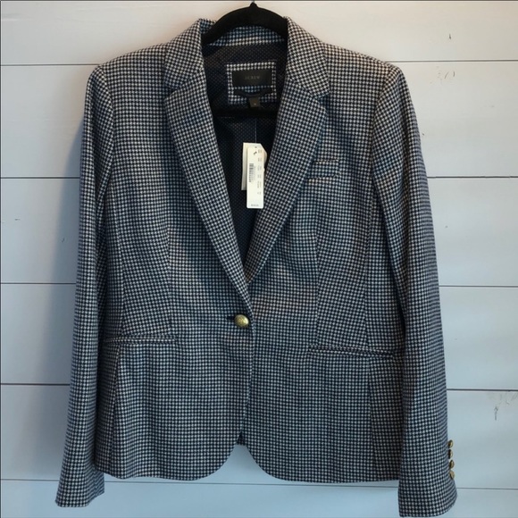 J. Crew Jackets & Blazers - NWT!{J Crew}Sz 12 Navy/White Houndstooth Jacket